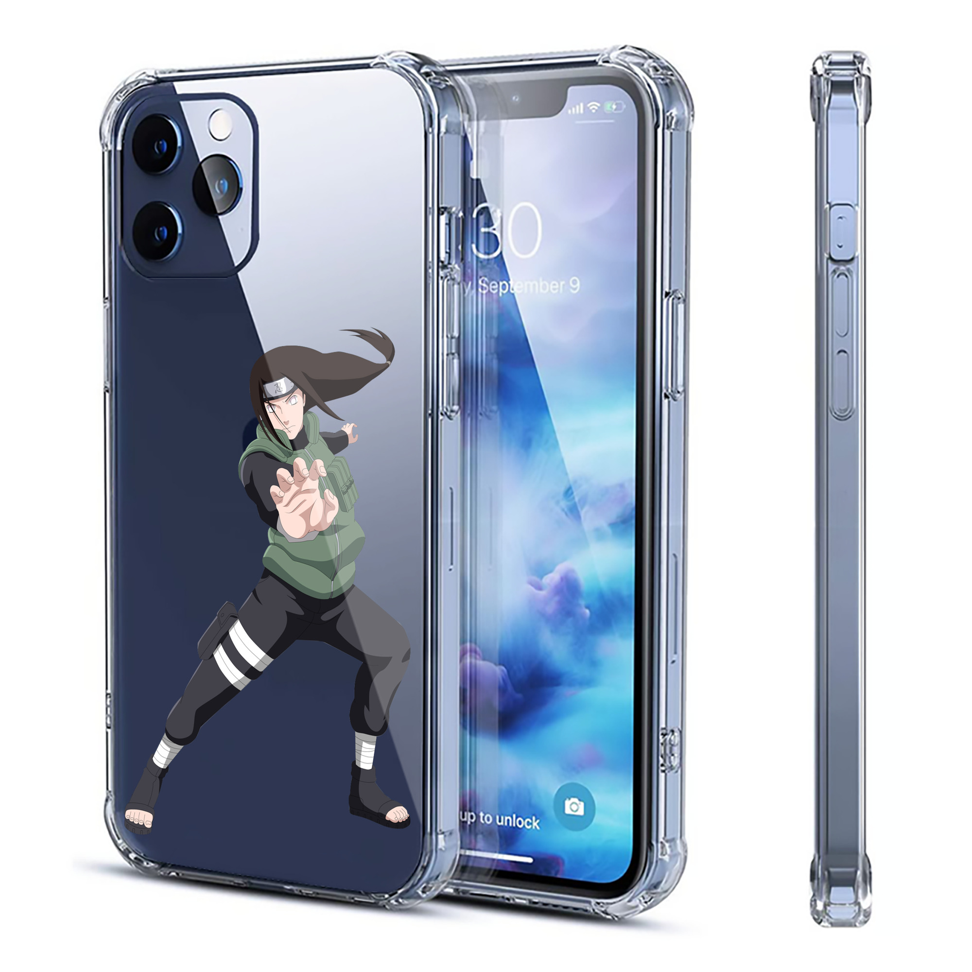 （画像用） NARUTO -ナルト- 日向ネジ Hyūga Neji 【iPhone 12シリーズ対応】透明スマホケース（クリアソフトケース）